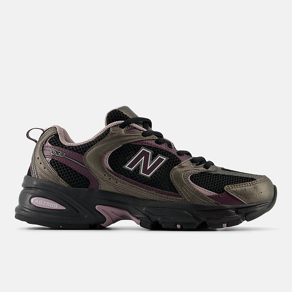 New Balance 530 Shoes Black with Black Metallic and Plum Brown